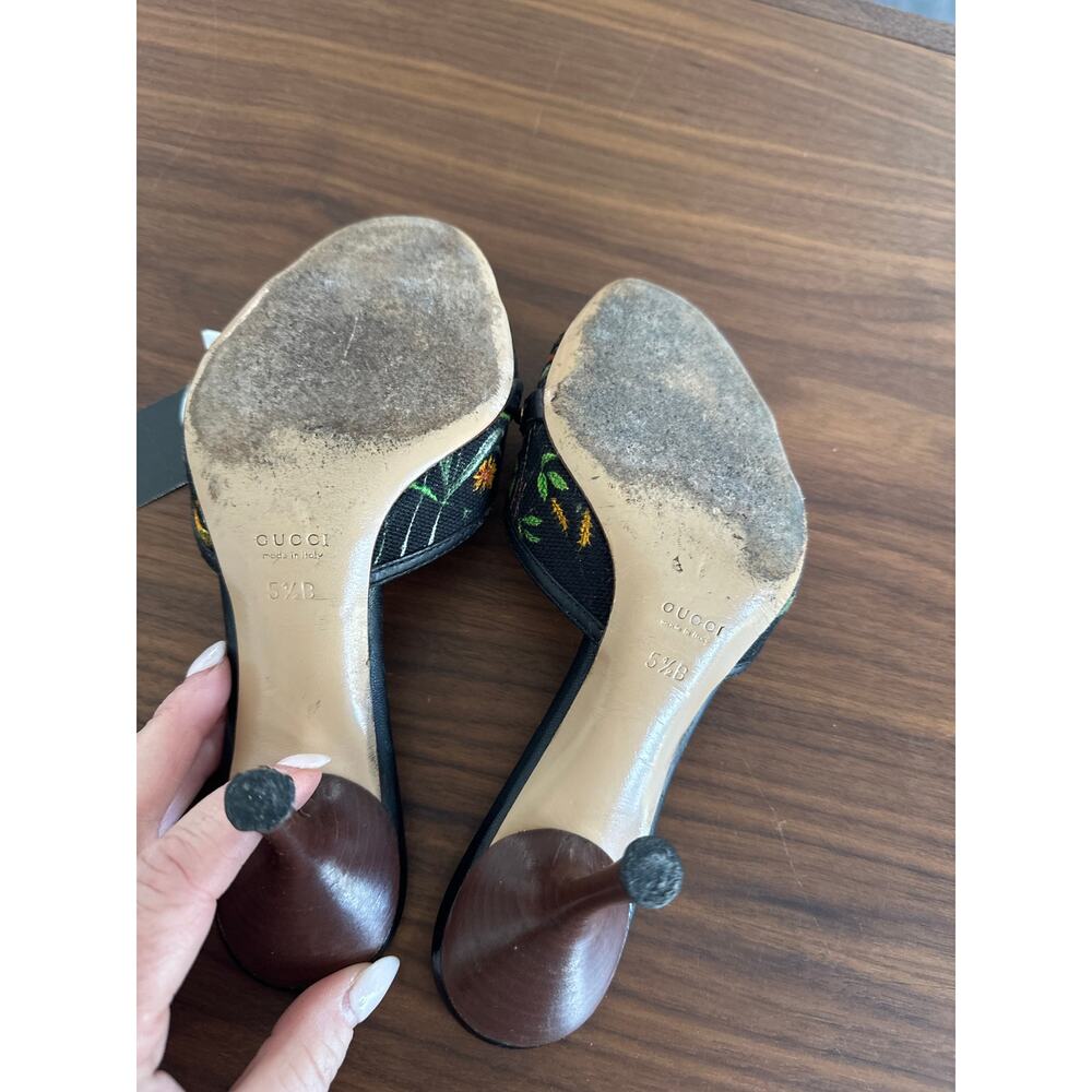 Gucci Bamboo Horsebit Floral Mule Heels Size 5.5 - Picture 7 of 10